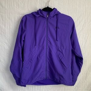 Adidas Womens Purple/Black Stripe Zip-Up Windbreaker Track Jacket Size S